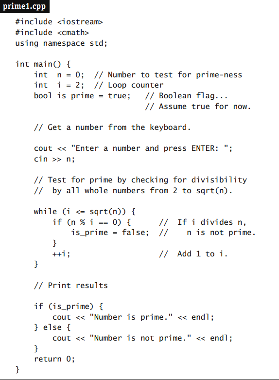 IN C++ Optimize the program by calculating the square root of n
