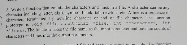  in c language & Write a function that counts the characters