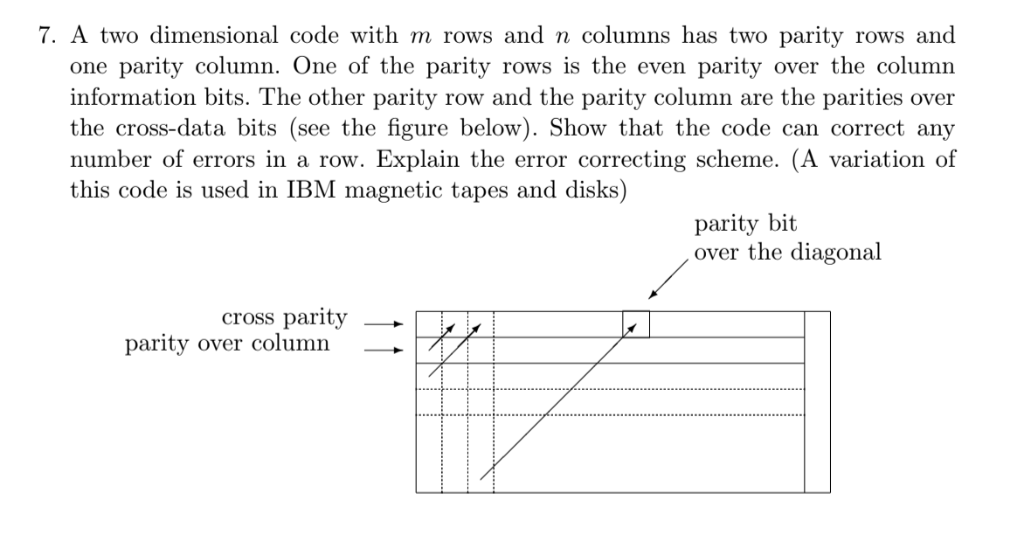  7. A two dimensional code with m rows and n columns
