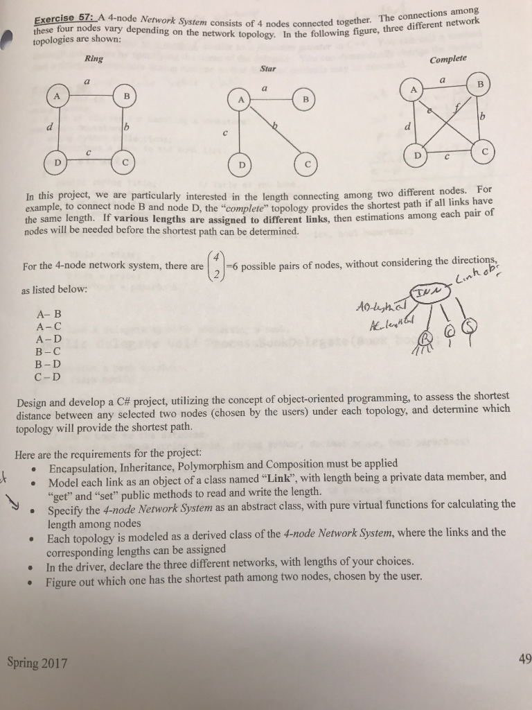  Please write in C# following specifications A 4-node Network System consists