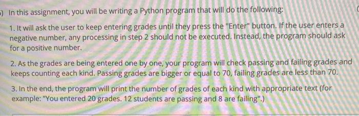  ) In this assignment, you will be writing a Python program