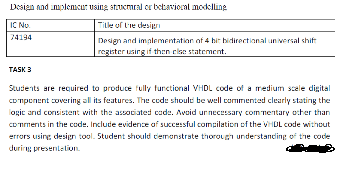  Design and implement using stiuctural or behavioral modelling IC No. 74194