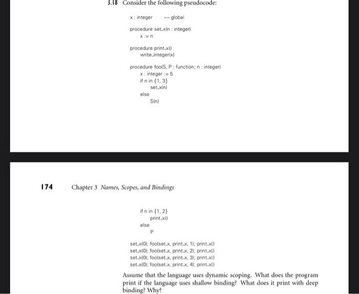  Consider the following pseudocode: x : integer g global procedure set_xin