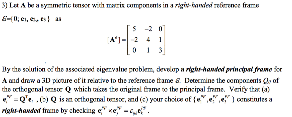 3) Let A be a symmetric tensor with matrix components in