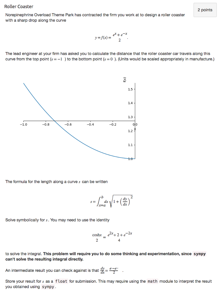 DONE IN PYTHON Roller Coaster 2 points Norepinephrine Overload Theme Park has