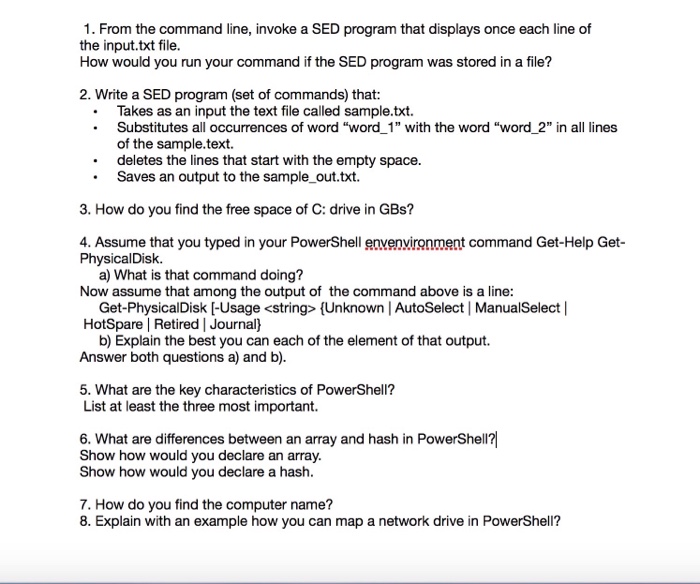  1. From the command line, invoke a SED program that displays