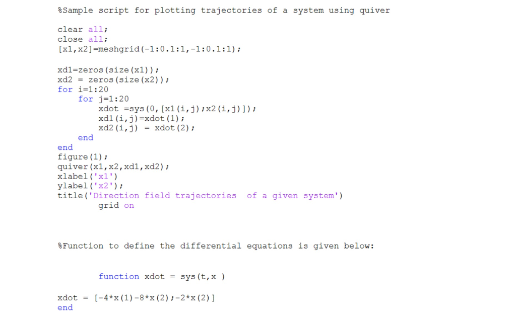 According to the code given change the system ODE to the following
