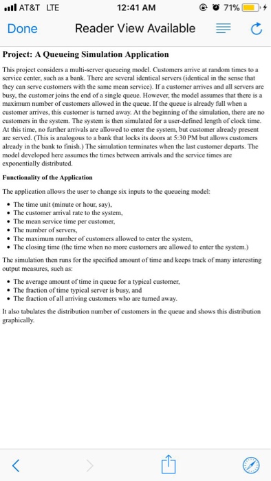  VBA programming Instead of a queueing simulation, what is asked is