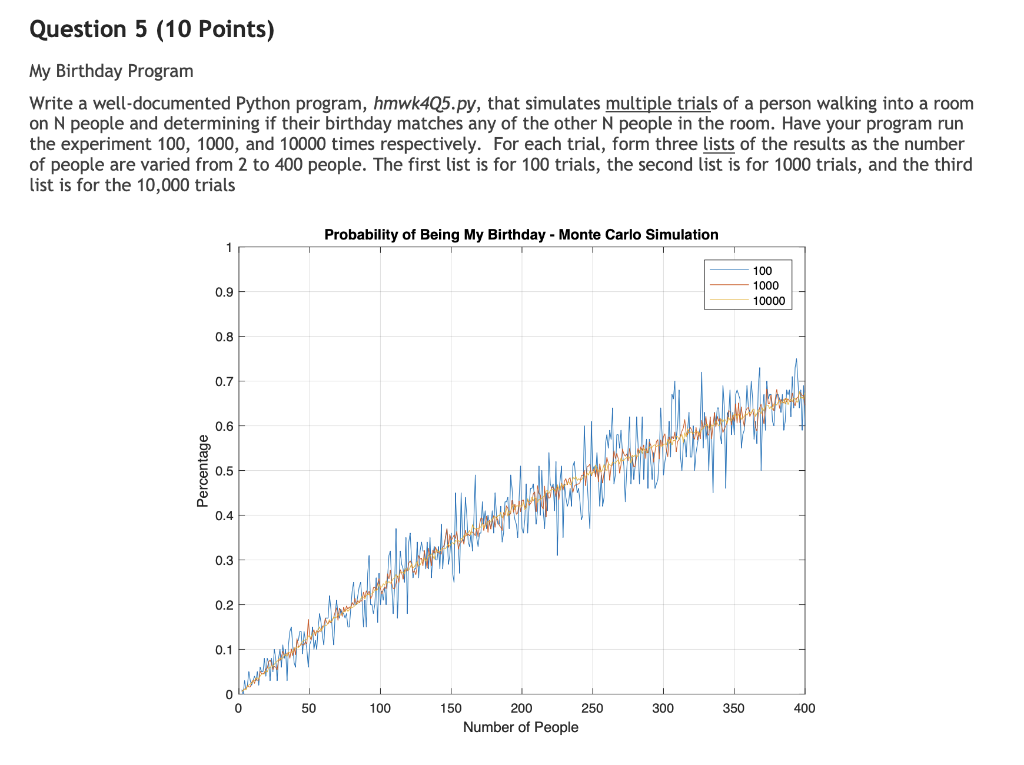  Question 5 (10 Points) My Birthday Program Write a well-documented Python
