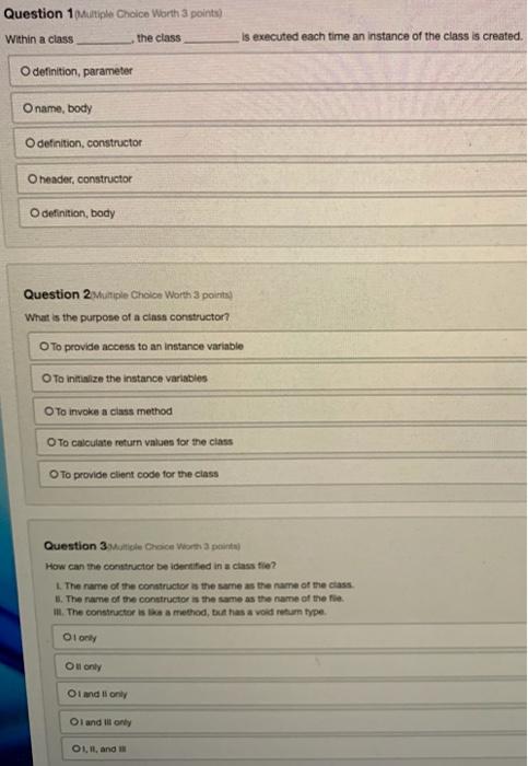  Question 1p Choice Worth 3 points) Within a class the class
