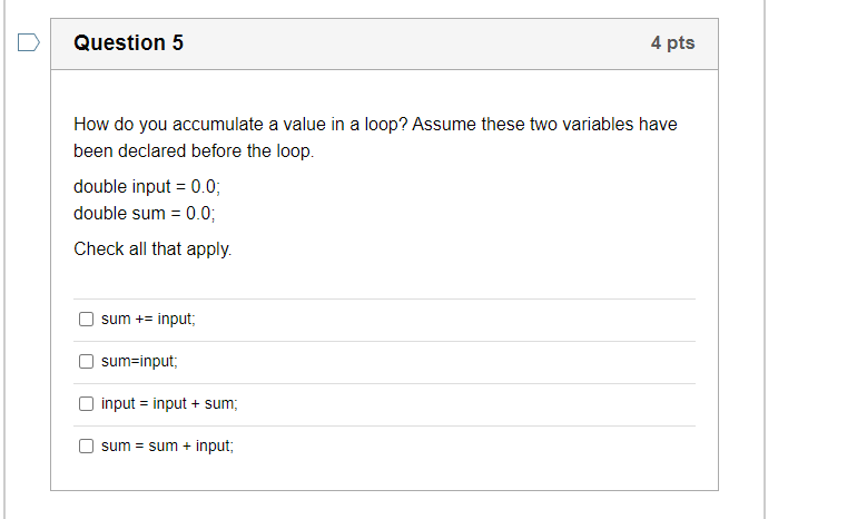  How do you accumulate a value in a loop? Assume these