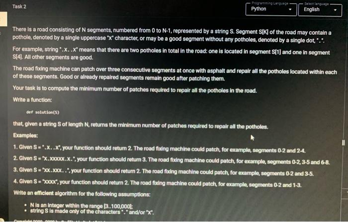 using python There is a road consisting of N segments, numbered from