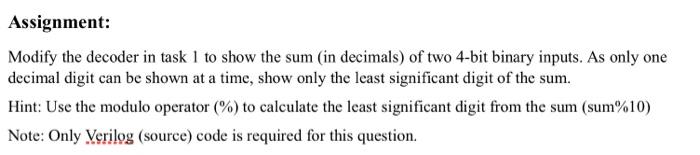  Assignment: Modify the decoder in task 1 to show the sum