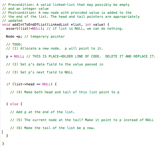  //Precondition: A valid linked-list that may possibly be empty //and an