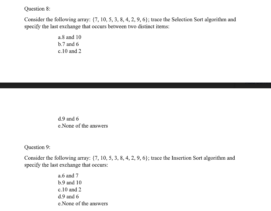 Question 6: Which of the following algorithms we have seen uses recursion?