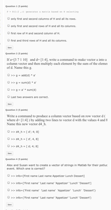  Please help me asap please P = H(1: 2, ) generates