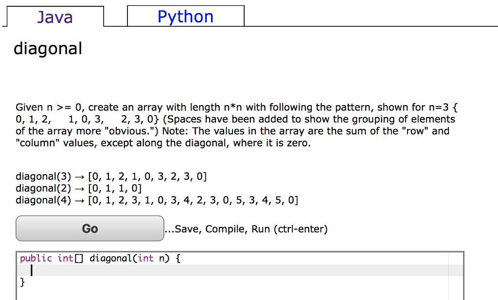 to see if all the answers are right. Thank you! maxDelta http://codingbat.com/prob/p202191