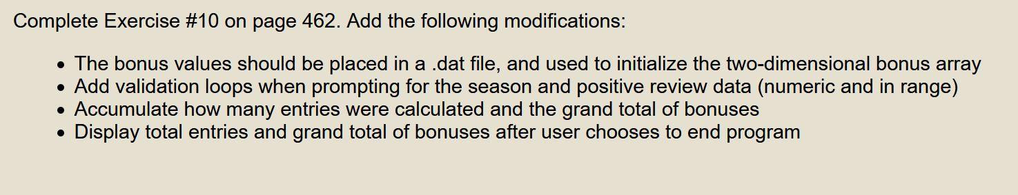 exercise. The second picture contains items to be added to this java