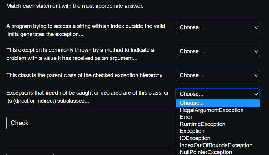  Match each statement with the most appropriate answer. Choose... A program