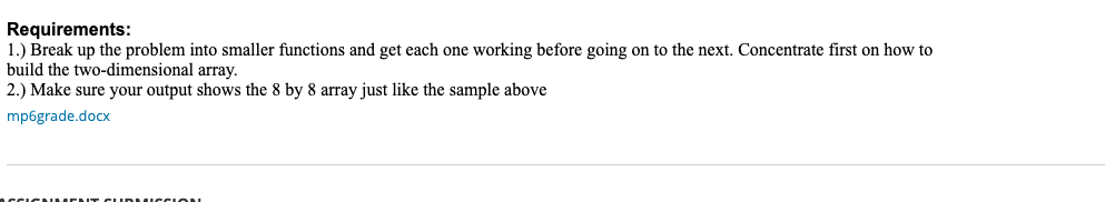 The file has an 8 by 8 table of letters, followed by