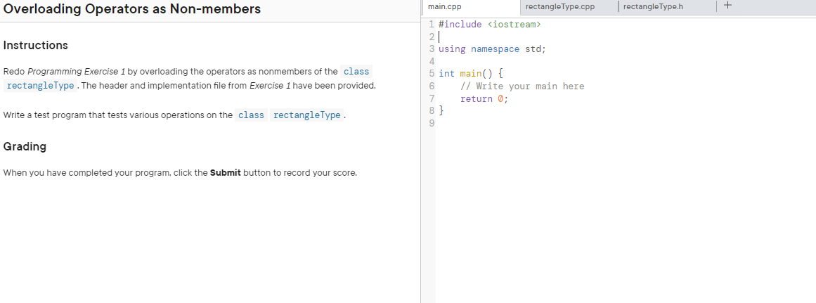  main.cpp #include using namespace std; int main() { // Write your