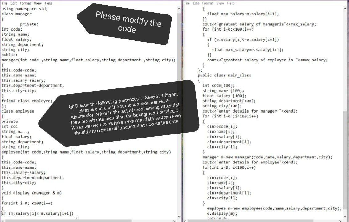 File Edit Format View Help Please modify the code File Edit