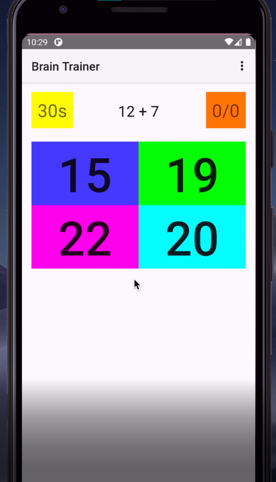 of the App: Upon launch it shows a GO button the game