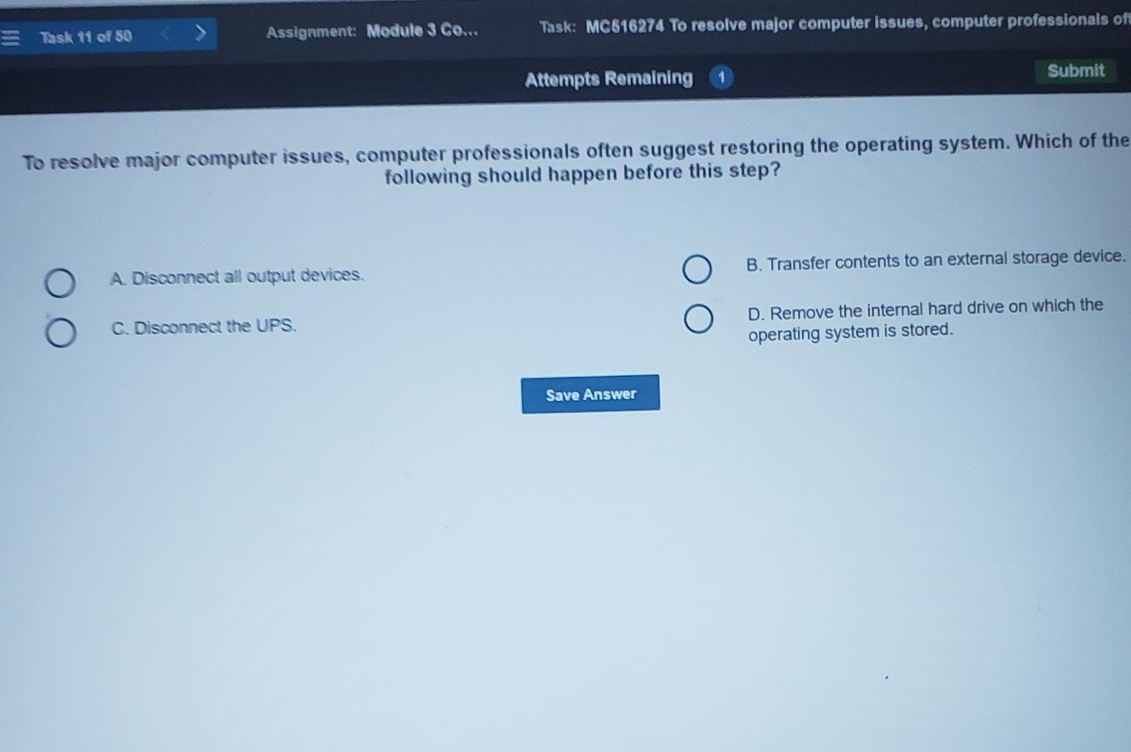  Task 11 of 50 Assignment: Module 3CO.. Task: MC516274 To resolve