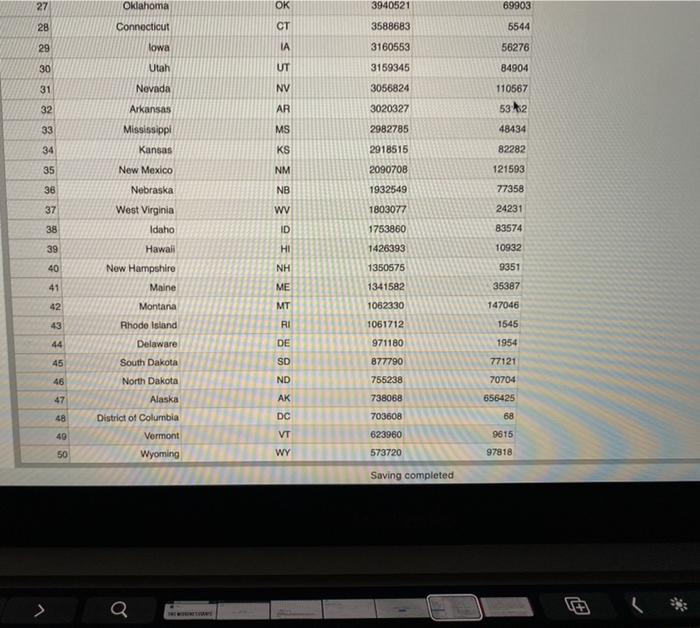 argument and returns a list of tuples of state abbreviations & area.