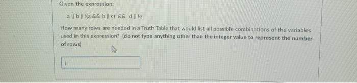  Given the expression: a | b | Ma && bc) &&