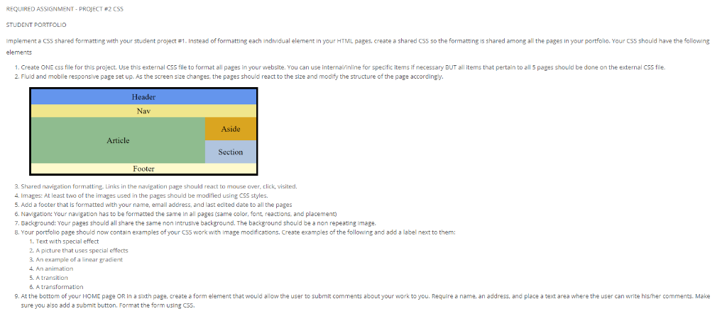  REQUIRED ASSIGNMENT-PROJECT #2 CSS STUDENT PORTFOLIO mp ement a cs5 shared