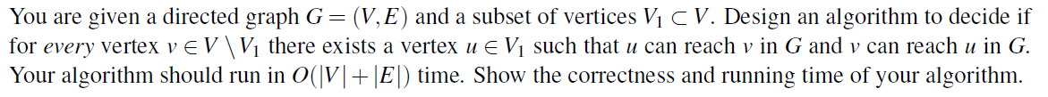 You are given a directed graph G=(V, E) and a subset