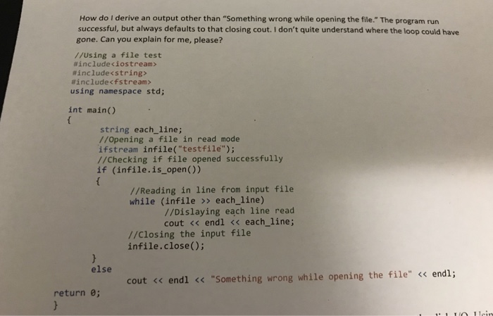  How do I derive an output other than "Something wrong while