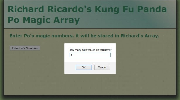 The magic numbers must be stored in an array. (-10 points if