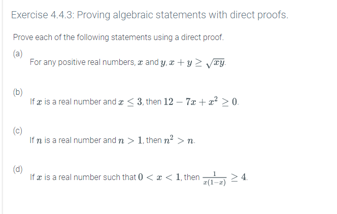 PLEASE TYPE ONLY THANK YOU*** ONLY DO PROBLEMS (A-D) THEORY FOUNDATION*** Exercise