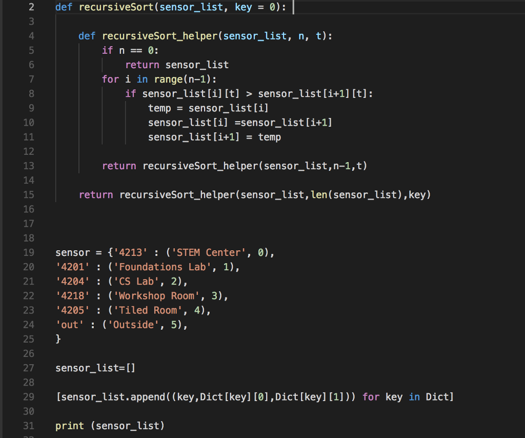 Intro to Python: Implementing the Sensor Dictionary and List, and Applying a