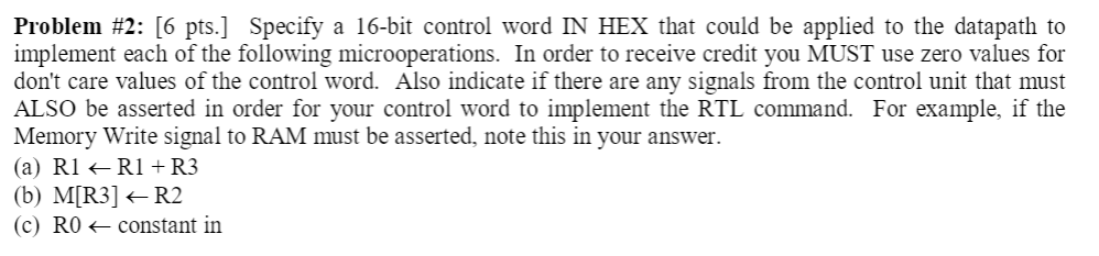 Specify a 16-bit control word IN HEX that could be applied