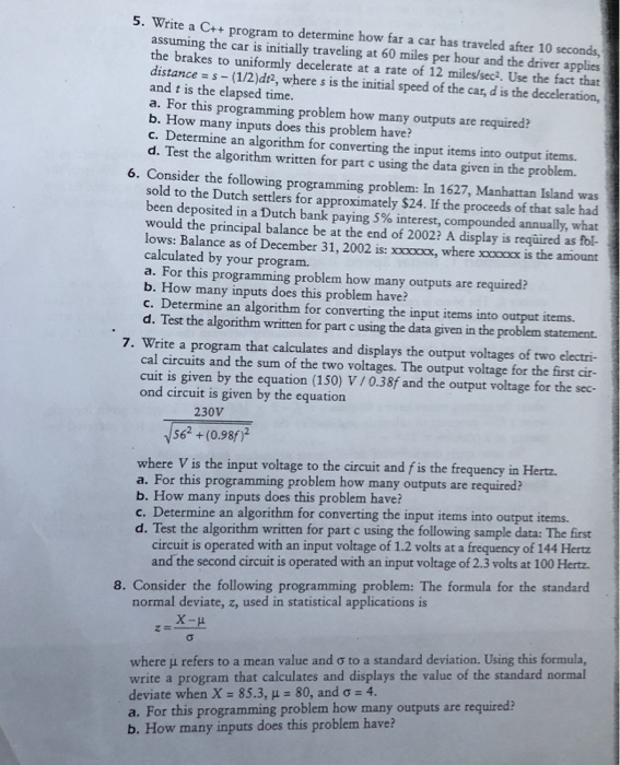  5. Write a C++ program to determine how far a car