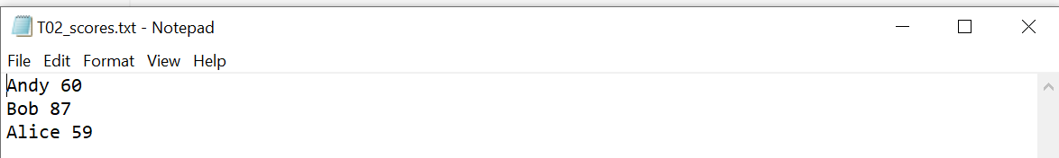 use TO2_score.txt under the resources folder. The file contains the exam marks