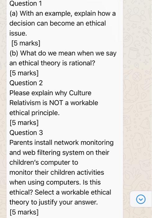  briefly answer Question 1 (a) With an example, explain how a