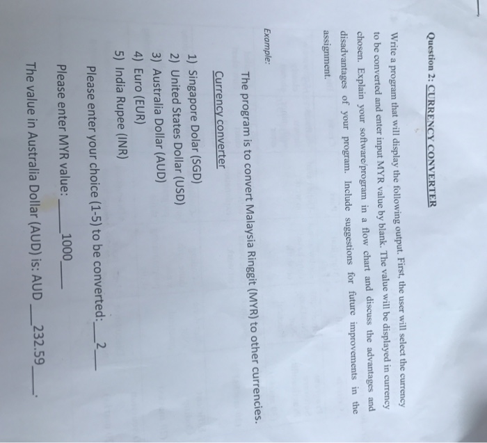  Need to solve this question in C++ Write a program that