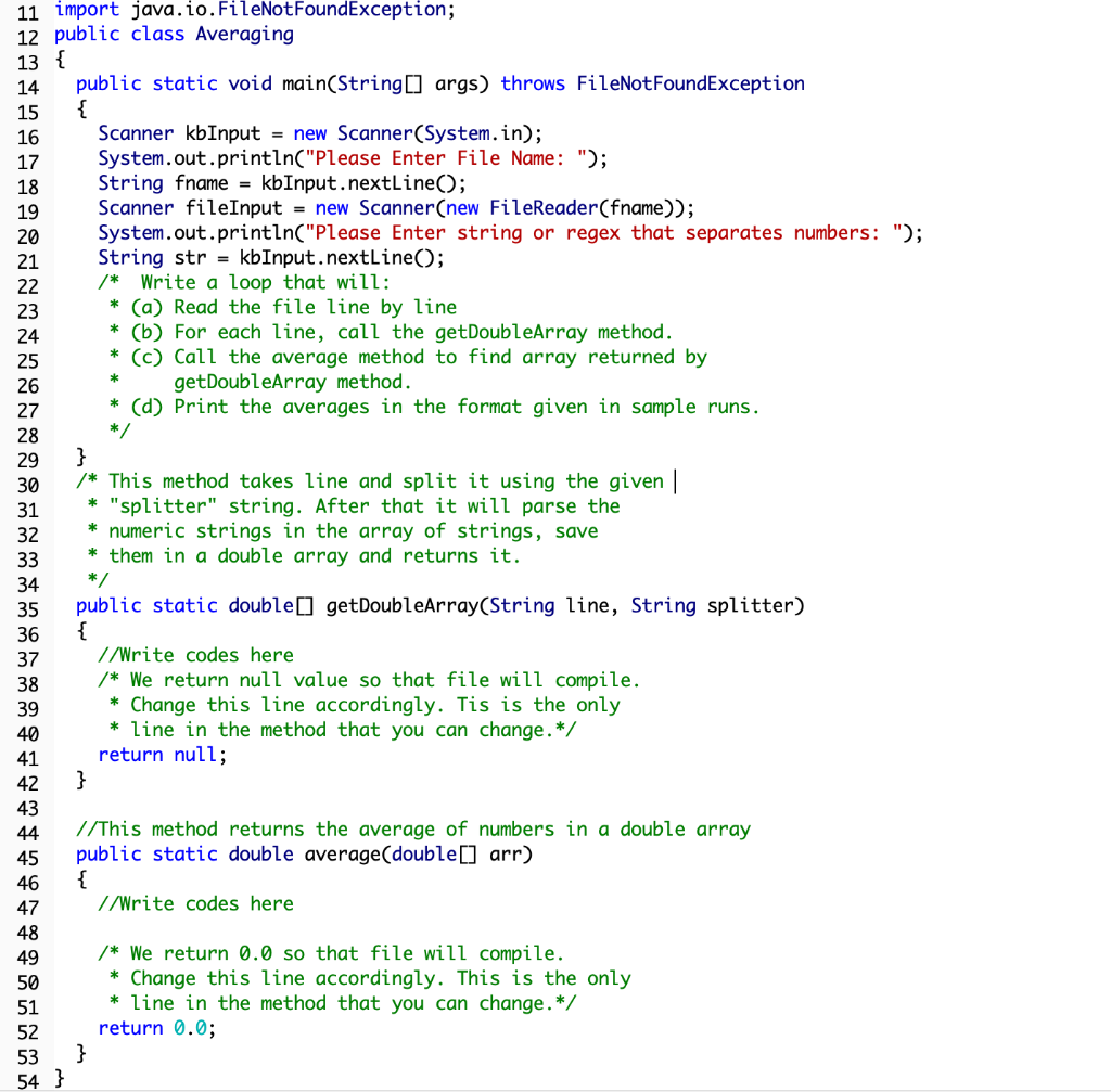 been given: A file contains decimal numbers separated by certain characters. For