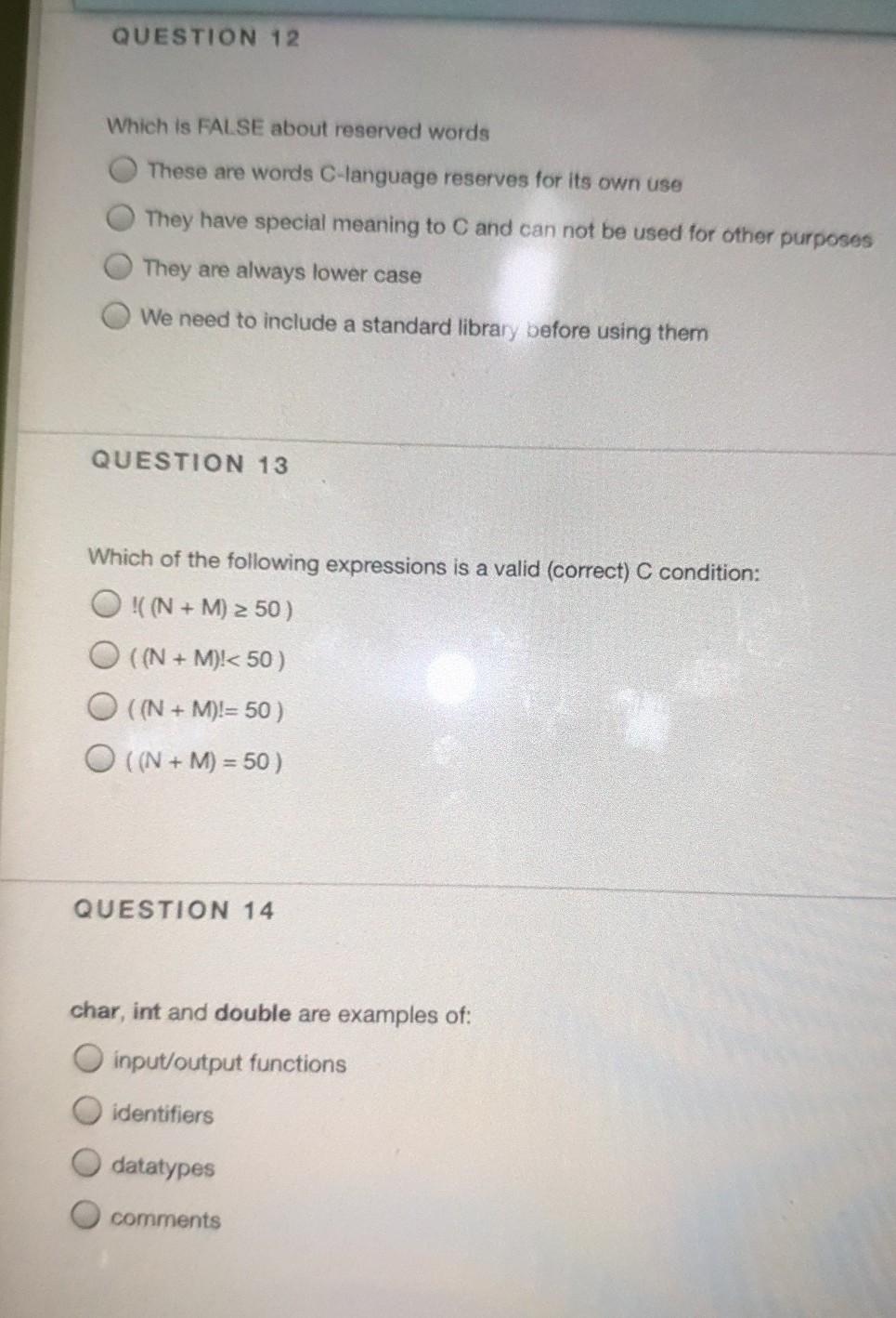printf("%lt", mile): O printf("%f" , &mile): QUESTION 2 Which of the following