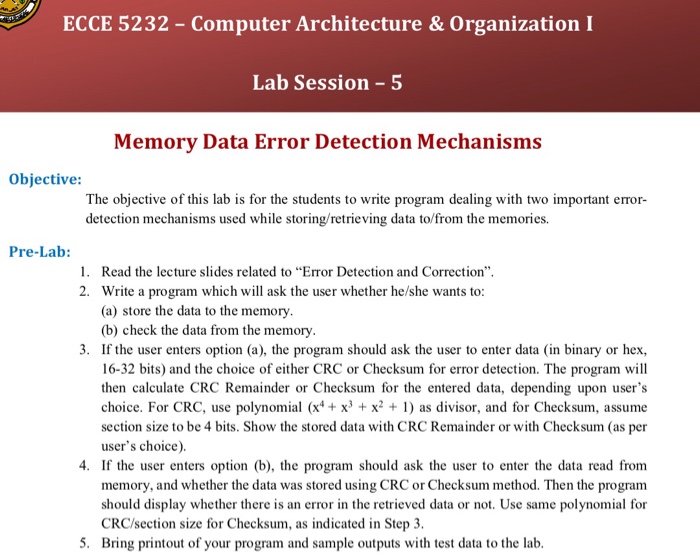  ECCE 5232 - Computer Architecture & Organization I Lab Session 5