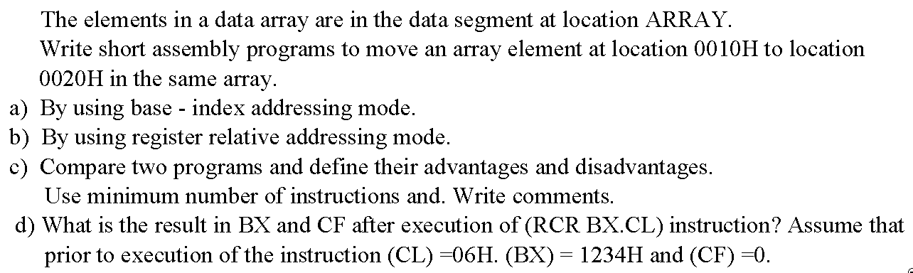  The elements in a data array are in the data segment