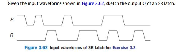 Given the input waveforms shown in Figure 3.62, sketch the output Q