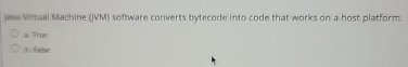  Iave Virmual Machine (jVM) soltware converts bytecode into code that works