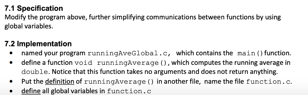  Starter Code: #include #define MY_PRINT(x,y,z) printf("running average is %d / %d