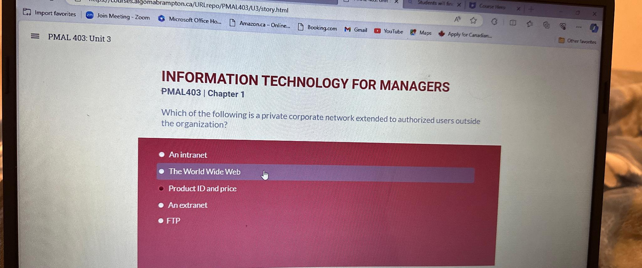  INFORMATION TECHNOLOGY FOR MANAGERS PMAL403| Chapter 1 Which of the following
