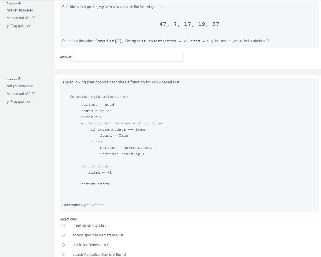 at an index, which of the following is FALSE? Not yet answered